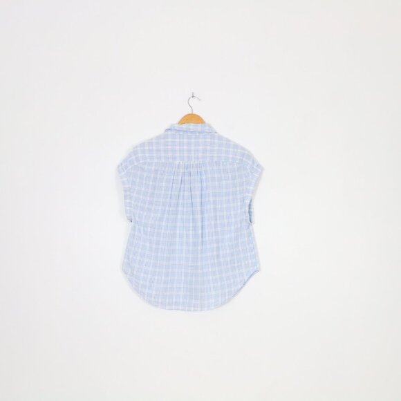 *White & Blue Gingham Blouse - Picture 6 of 8